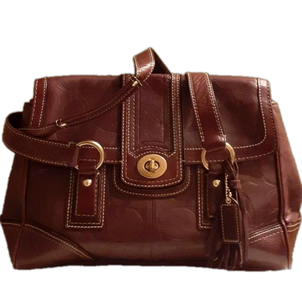 COACH Allover Monogram Hampton Shoulder Handbag in 100% Leather